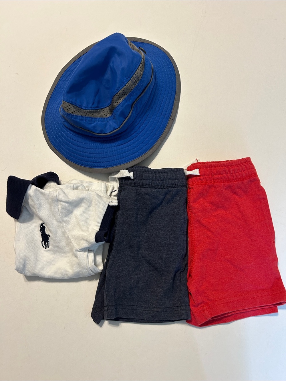 Ralph Lauren Sun Day Wonder Kids 18 Month Shorts Shirt Sun Hat Red Blue White